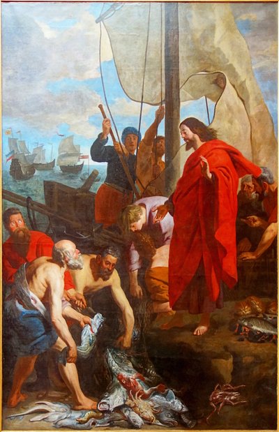 The Miraculous Catch. The Apostles Bring the Fruit of Their Catch to Christ by Caspar de Crayer
